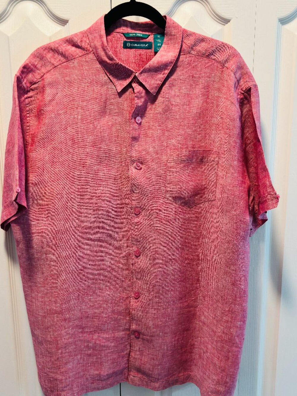 Cubavera Men's Red Pink Button Up Shirt XL Resort Tropical Casual Cruise